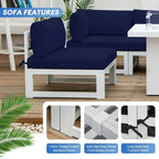 FINCATI Set of 7 Patio Conversation Furniture Sectional Sofa Set with Table