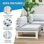 FINCATI Set of 7 Patio Conversation Furniture Sectional Sofa Set with Table