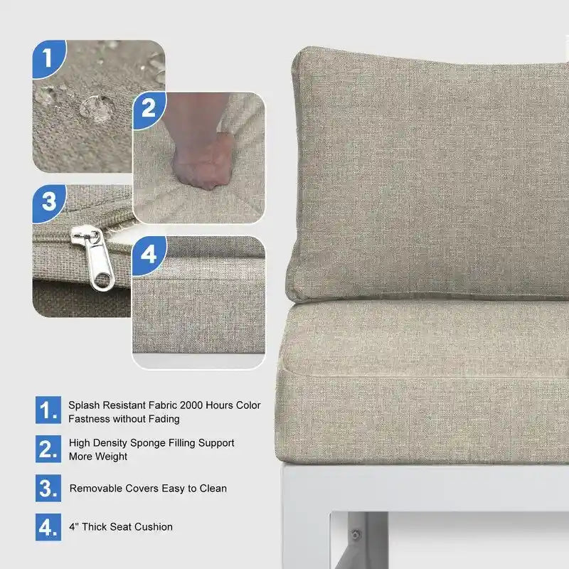 FINCATI Set of 7 Patio Conversation Furniture Sectional Sofa Set with Table