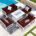 FINCATI Set of 7 Patio Conversation Furniture Sectional Sofa Set with Table