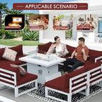 FINCATI Set of 7 Patio Conversation Furniture Sectional Sofa Set with Table