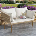 Moasis Outdoor Patio Loveseat, All-Weather Rattan 2 Seater Sofa with Cushions & Lumbar Pillows