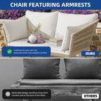Moasis Outdoor Patio Loveseat, All-Weather Rattan 2 Seater Sofa with Cushions & Lumbar Pillows