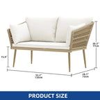 Moasis Outdoor Patio Loveseat, All-Weather Rattan 2 Seater Sofa with Cushions & Lumbar Pillows