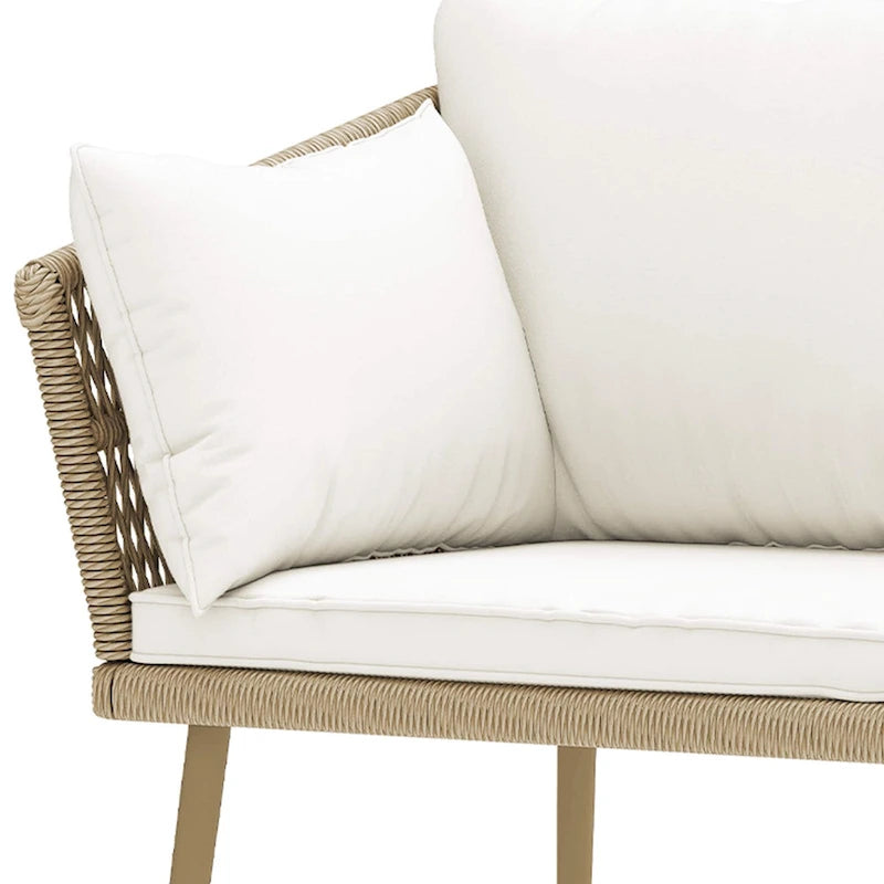 Moasis Outdoor Patio Loveseat, All-Weather Rattan 2 Seater Sofa with Cushions & Lumbar Pillows