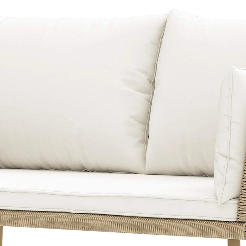 Moasis Outdoor Patio Loveseat, All-Weather Rattan 2 Seater Sofa with Cushions & Lumbar Pillows
