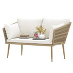 Moasis Outdoor Patio Loveseat, All-Weather Rattan 2 Seater Sofa with Cushions & Lumbar Pillows