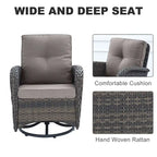 Outdoor Swivel Rocker Chair with Cushion - Brown