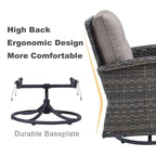 Outdoor Swivel Rocker Chair with Cushion - Brown