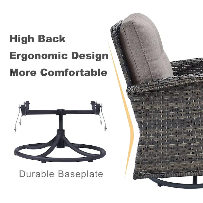 Outdoor Swivel Rocker Chair with Cushion - Brown
