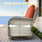 OVIOS 8 Pieces Outdoor Wicker Swivel Chair Set With Solar-Powered Coffee Table