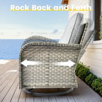 OVIOS 8 Pieces Outdoor Wicker Swivel Chair Set With Solar-Powered Coffee Table