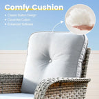 OVIOS 8 Pieces Outdoor Wicker Swivel Chair Set With Solar-Powered Coffee Table