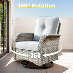 OVIOS 8 Pieces Outdoor Wicker Swivel Chair Set With Solar-Powered Coffee Table