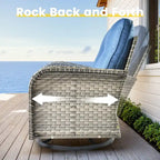 OVIOS 8 Pieces Outdoor Wicker Swivel Chair Set With Solar-Powered Coffee Table