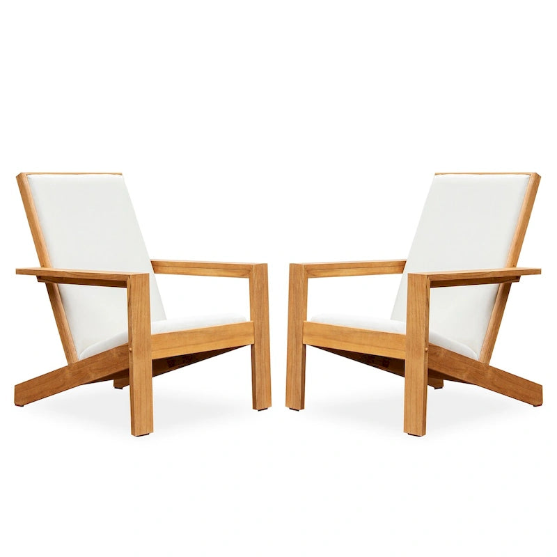 Cambridge Casual Sedona Set of 2 Teak Outdoor Upholstered Modern Adirondack Chairs