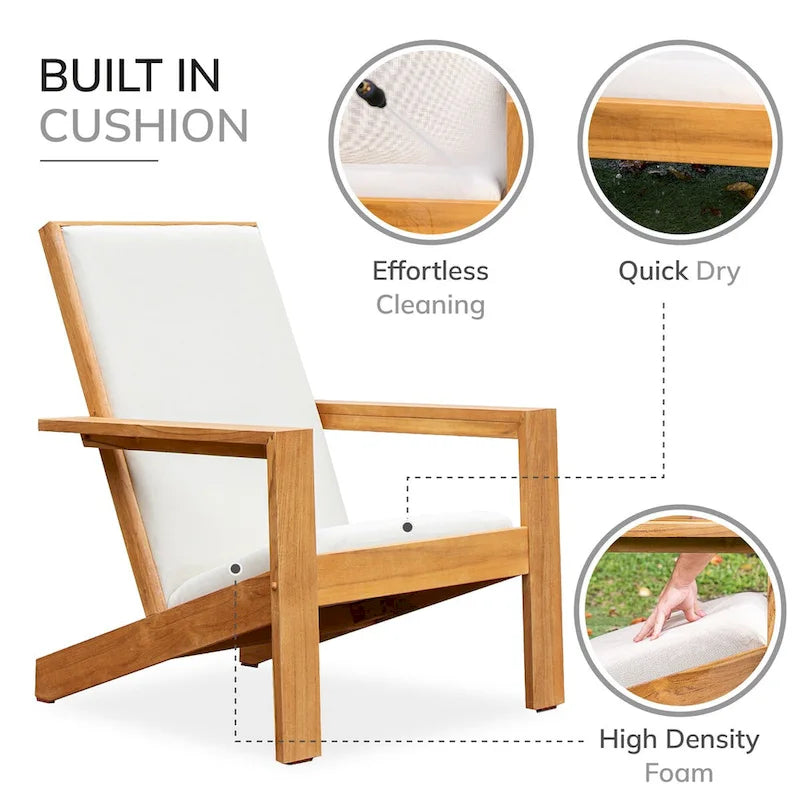 Cambridge Casual Sedona Set of 2 Teak Outdoor Upholstered Modern Adirondack Chairs