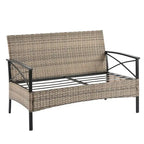 PE Wicker Four Set Wicker Seasonal Sofa with Black Metal Table