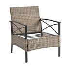 PE Wicker Four Set Wicker Seasonal Sofa with Black Metal Table