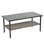 PE Wicker Four Set Wicker Seasonal Sofa with Black Metal Table