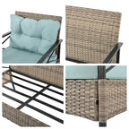 PE Wicker Four Set Wicker Seasonal Sofa with Black Metal Table